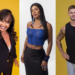 Montagem com três participantes do BBB 26 posando para fotos oficiais. À esquerda, uma mulher sorridente de blazer preto; ao centro, uma mulher com top azul de crochê e acessórios indígenas; à direita, um homem loiro de regata preta e braços tatuados.