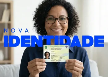 Pessoa segurando a nova Carteira de Identidade Nacional (CIN), o documento oficial exigido para embarques internacionais.