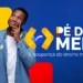 Estudante segurando cartão do Pé-de-Meia com expressão pensativa e logo do programa.