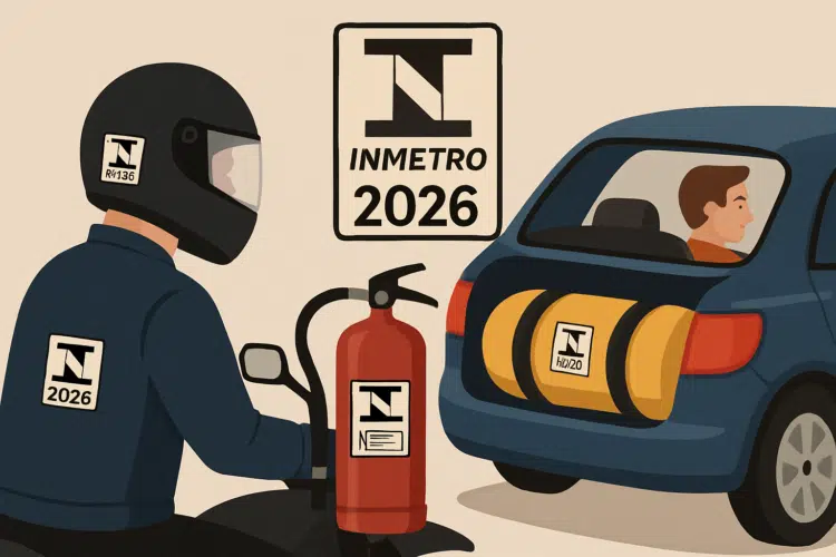 Atenção! Selos antigos do Inmetro para capacete, extintor e GNV vencem em março 1 Itens de segurança veicular com selo INMETRO