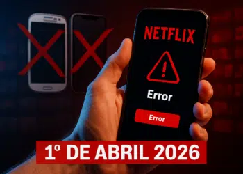 Celular exibindo erro da Netflix no dia '1º de Abril 2026'