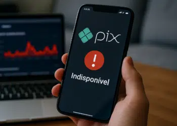 Tela de smartphone exibindo mensagem de Pix indisponível