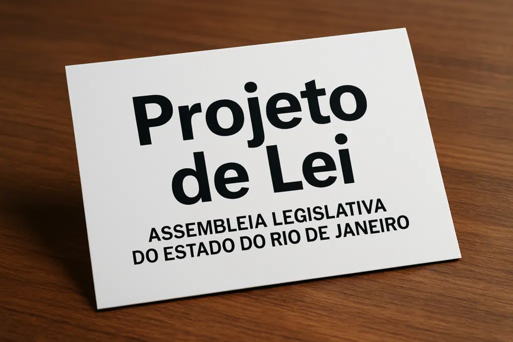 Ferros-velhos podem ser fechados se venderem fios de cobre roubados; entenda a nova lei 2 Cartão com o texto 'Projeto de Lei' da Assembleia Legislativa do Estado do Rio de Janeiro.