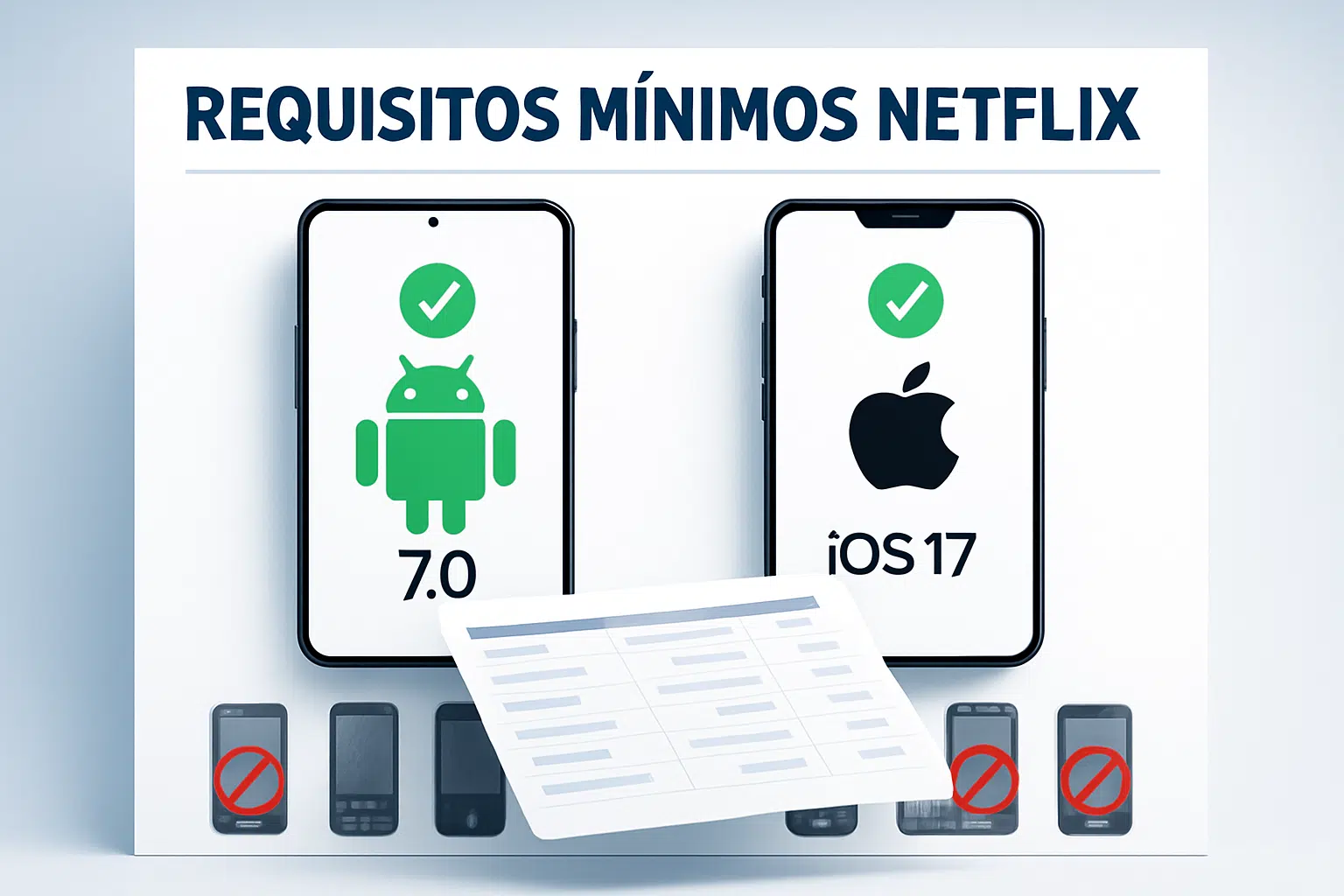 Netflix vai deixar de funcionar em vários celulares a partir de amanhã, 1º de abril; confira lista 2 Imagem exibindo requisitos mínimos da Netflix para celulares Android 7.0 e iOS 17