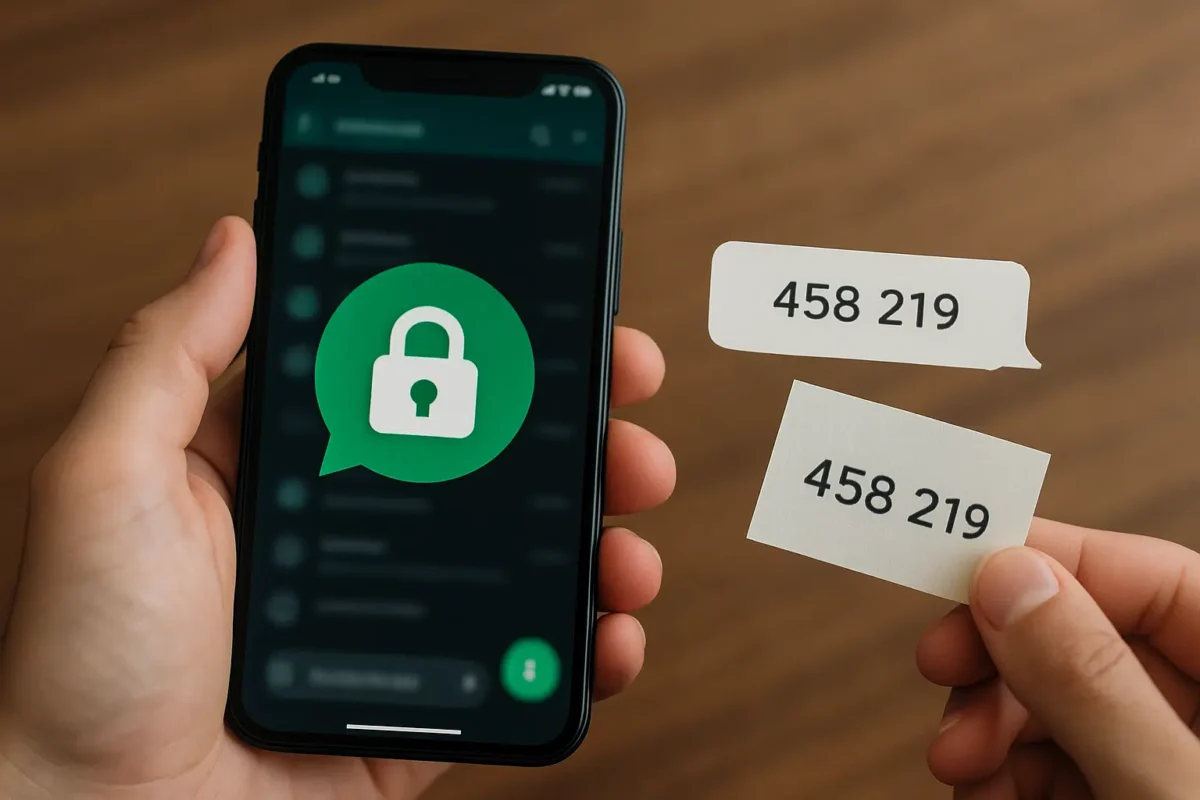 WhatsApp vai permitir que mensagens desapareçam logo depois de serem lidas 2 Pessoa segurando um celular com ícone de cadeado e códigos de autenticação