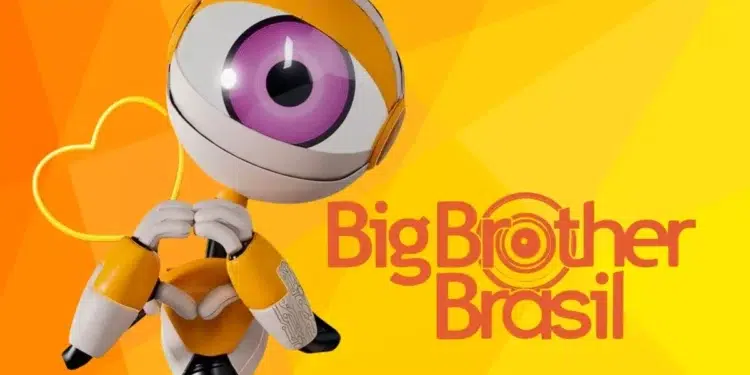 Como será o BBB de domingo (29)? Vai passar em quais horários? 2 Plano médio do mascote Roobbb do BBB 2026, com o corpo laranja e branco, segurando com as mãos um coração de neon amarelo. O fundo é um gradiente colorido com ícones sutis de redes sociais (como o símbolo '@' e corações). À direita, o logotipo oficial do Big Brother Brasil em laranja.
