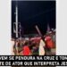 Ator vestido de Jesus solta cruz e chuta jovem que se pendurou na estrutura durante encenação da Paixão de Cristo.