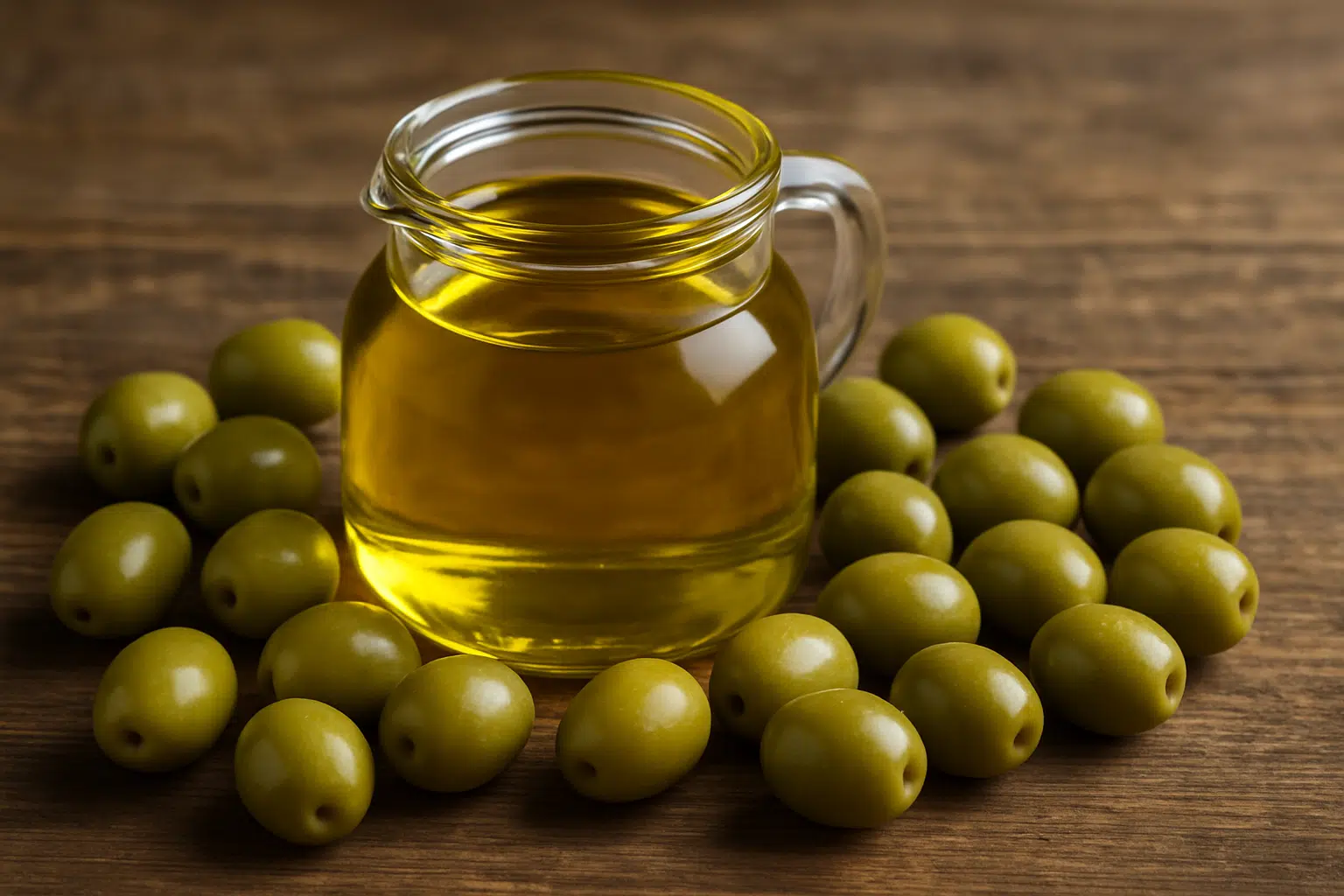 Anvisa determina a retirada do azeite Afonso das prateleiras em todo o país 2 Azeite de oliva em jarra de vidro com azeitonas verdes ao redor