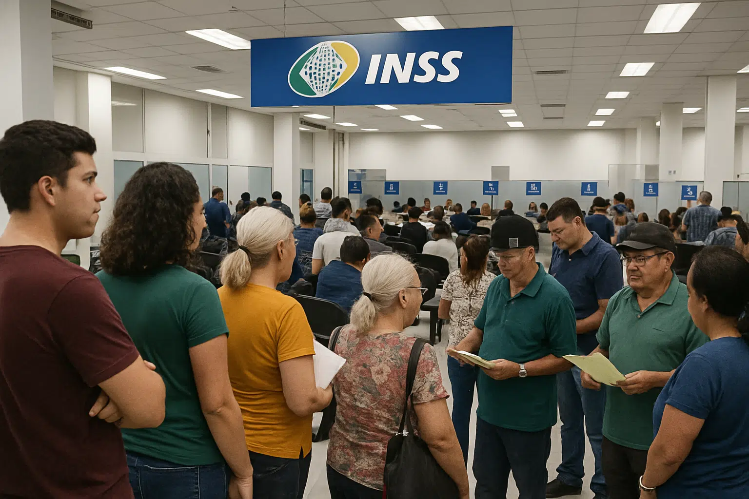 INSS vai promover mutirão de perícia médica com 13 mil atendimentos neste fim de semana 2 Fila de pessoas aguardando atendimento em agência do INSS